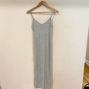 Midi heather gray ribbed jersey dress